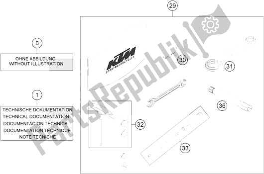 All parts for the Accessories Kit of the KTM 690 Enduro R ABS Australia 2015