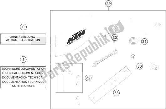 Tutte le parti per il Kit Accessori del KTM 690 Enduro R ABS USA 2016