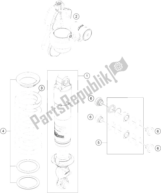 All parts for the Shock Absorber Disassembled of the KTM 1290 Super Adventure WH ABS 16 Europe 2016