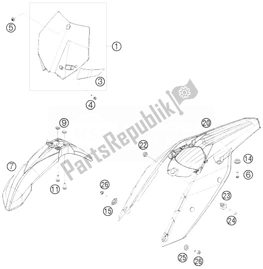 Todas las partes para Máscara, Defensas de KTM 150 XC USA 2010
