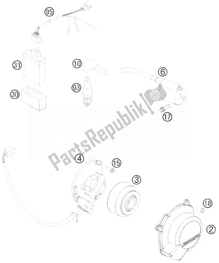 All parts for the Ingnition System of the KTM 85 SX 17 14 Europe 2014