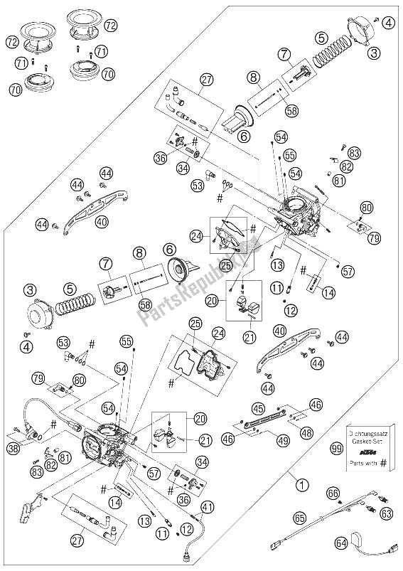 Todas las partes para Carburador de KTM 950 Superenduro USA 2006