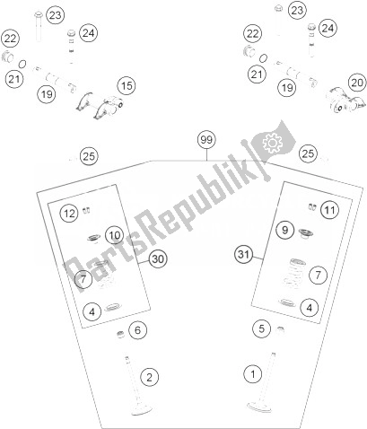 All parts for the Valve Drive of the KTM 450 XC W USA 2014