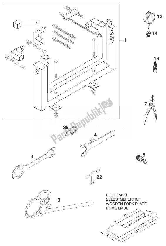 All parts for the Special Tools 125-200 20 of the KTM 200 EGS SGP Asia 1999