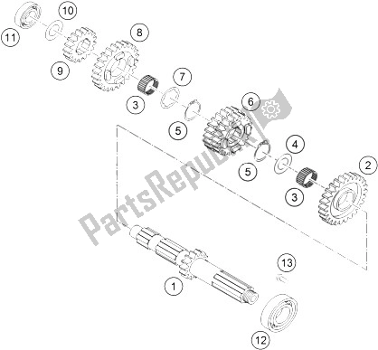 All parts for the Transmission I - Main Shaft of the KTM 450 Rallye Factory Repl Europe 2005