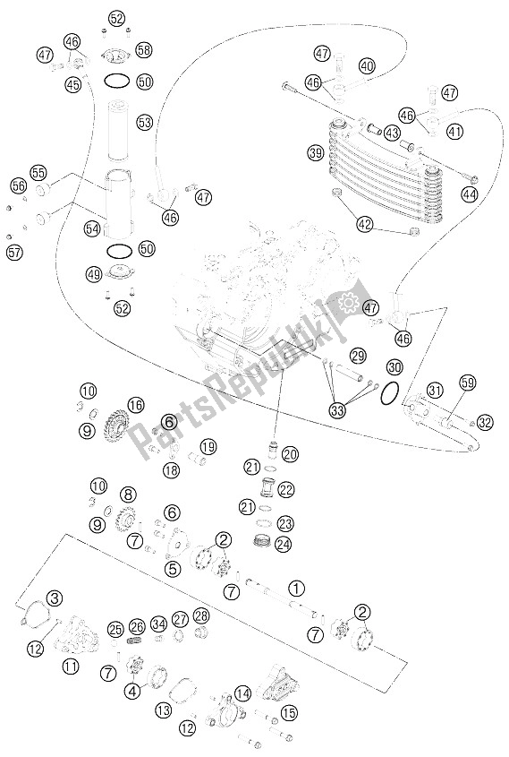 All parts for the Lubricating System of the KTM 450 Rally Factory Replica Europe 2011