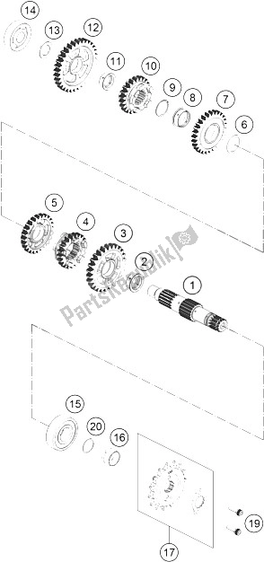 All parts for the Transmission Ii - Countershaft of the KTM 390 Duke BL ABS B D 15 Australia 2015