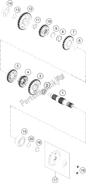 All parts for the Transmission Ii - Countershaft of the KTM 390 Duke BL ABS B D 15 Japan 2015