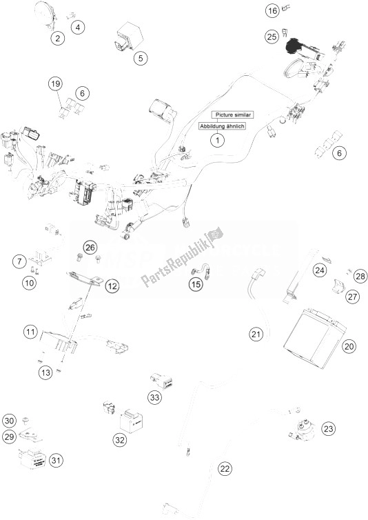 All parts for the Wiring Harness of the KTM 200 Duke OR W O ABS B D 14 Asia 2014