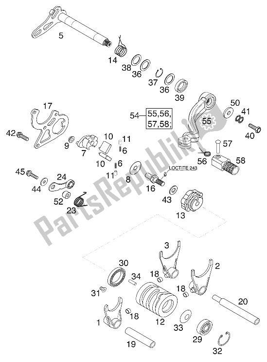 Todas las partes para Mecanismo De Cambio 125/200 2001 de KTM 200 EXC Australia 2001