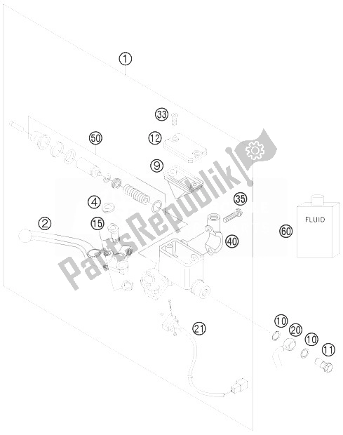 Todas as partes de Cilindro De Freio De Mão do KTM 690 SMC R Australia 2013