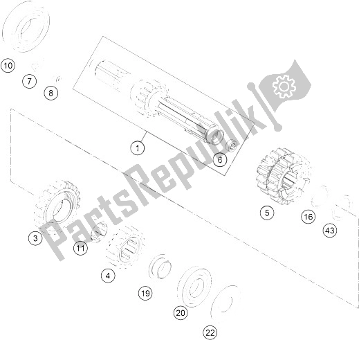 Toutes les pièces pour le Transmission I - Arbre Principal du KTM 250 SX F Europe 2015