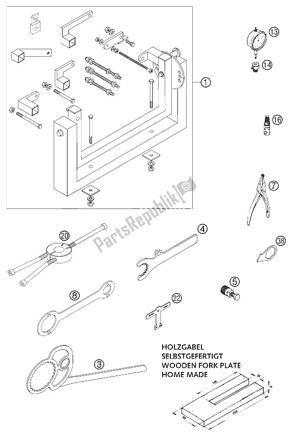 Todas las partes para Herramientas Especiales 125/200 2001 de KTM 125 EXC Europe 2001