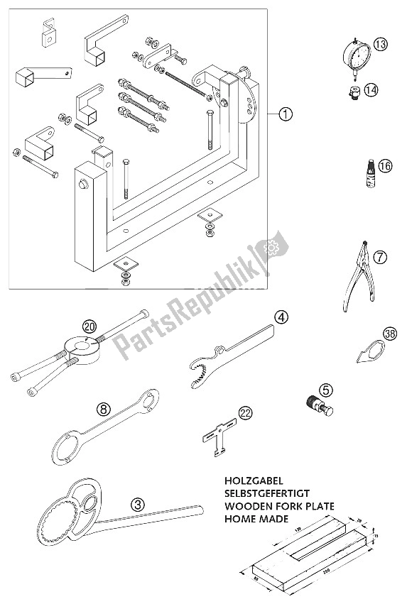 Tutte le parti per il Attrezzi Speciali 125/200 2001 del KTM 200 EXC Australia 2002