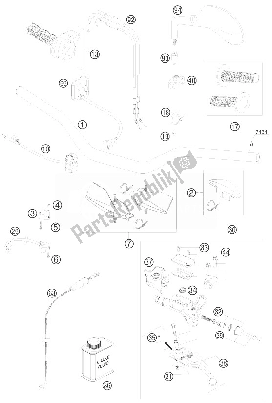 Todas las partes para Manillar, Controles de KTM 250 EXC F Australia 2010
