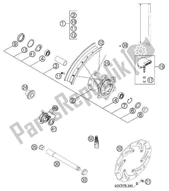 All parts for the Front Wheel Mxc, Exc (usa, Aus of the KTM 400 EXC Racing Australia 2002