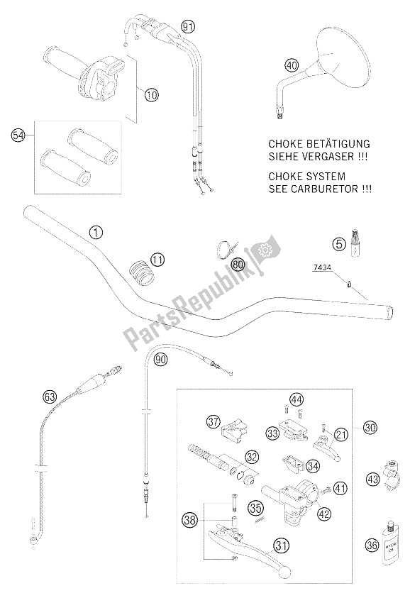 All parts for the Handlebar, Controls of the KTM 660 Rallye Factory Repl Europe 2006