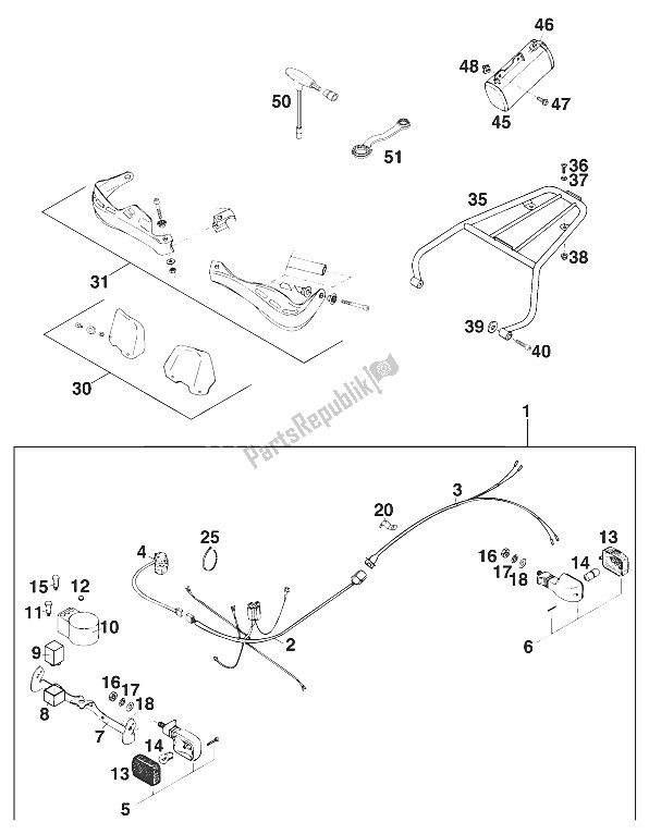 Tutte le parti per il Accessori 250-360 '97 del KTM 250 EGS M ö 12 KW Europe 732670 1997