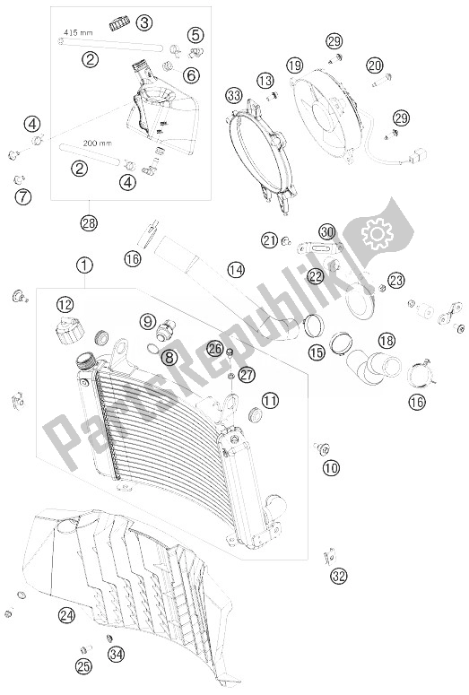 Todas las partes para Sistema De Refrigeración de KTM 690 Enduro R Australia United Kingdom 2010