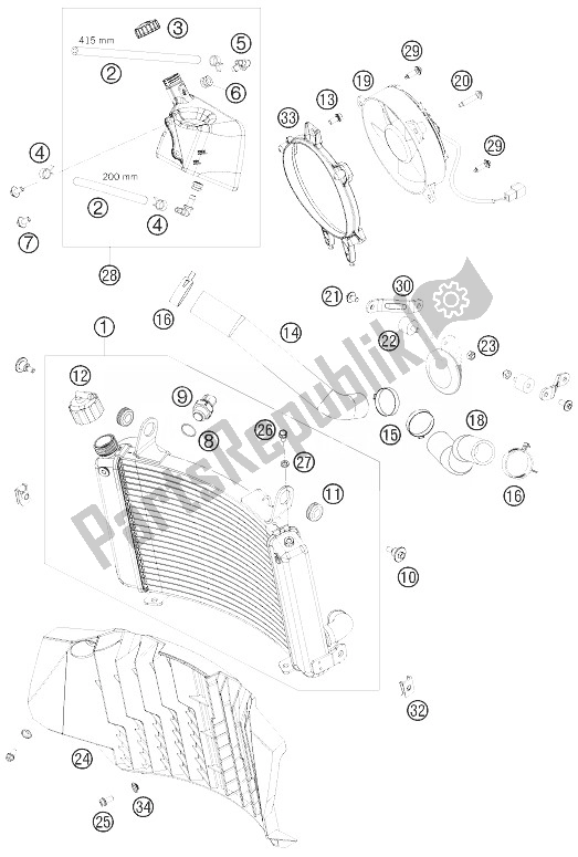 Tutte le parti per il Sistema Di Raffreddamento del KTM 690 Enduro R Europe 2010