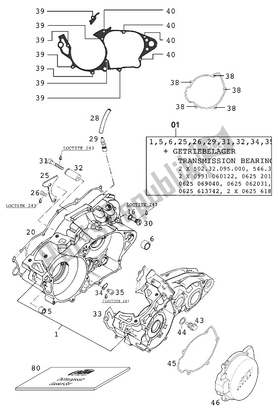 Todas las partes para Cárter 250/300/380 2001 de KTM 250 EXC SIX Days Europe 2001