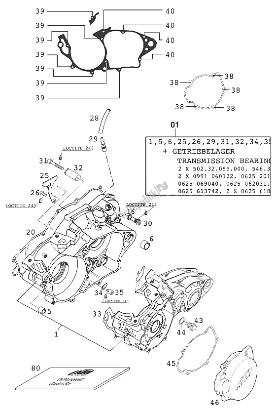 Todas las partes para Caja Del Motor 250/300/380 Sx, Mxc de KTM 250 SX Europe 2000