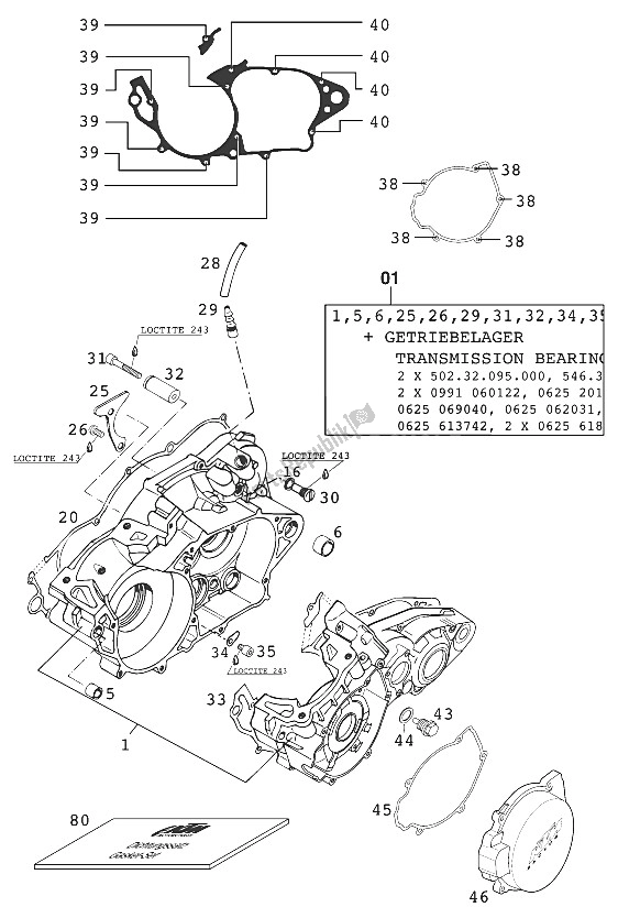 Todas las partes para Caja Del Motor 250/300/380 Sx, Mxc de KTM 300 EXC USA 2000