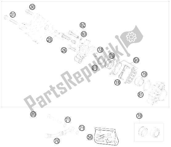 Tutte le parti per il Pinza Freno Posteriore del KTM 50 SX Europe 6001H4 2008