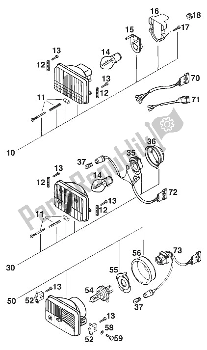 Todas as partes de Farol 2/4 Takt '94 do KTM 300 EXC M O Europe 1997