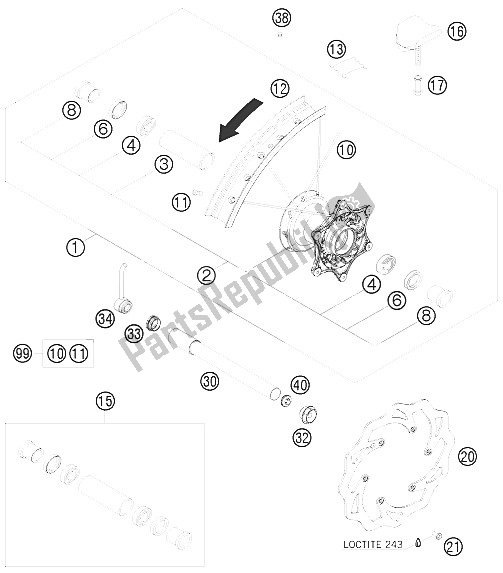 All parts for the Front Wheel of the KTM 250 EXC F SIX Days Europe 2011