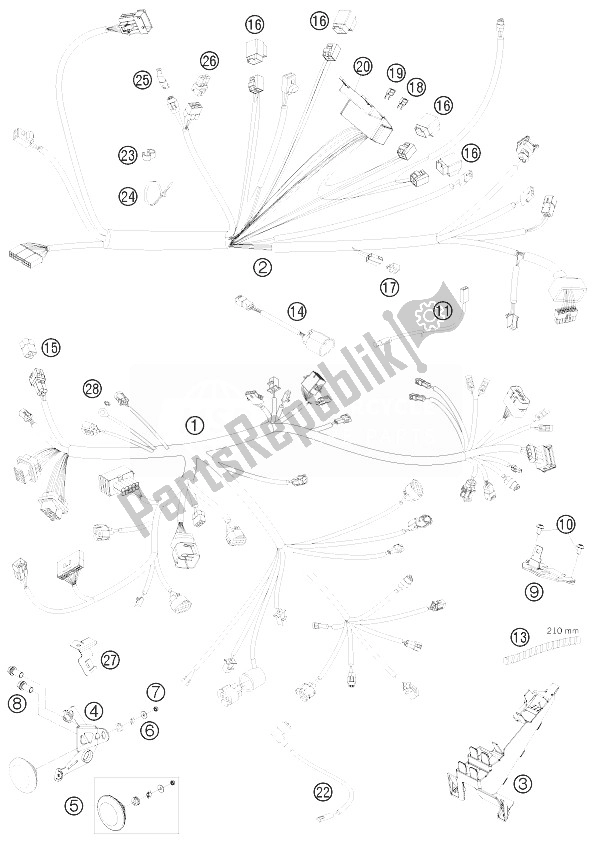 All parts for the Wiring Harness of the KTM 1190 RC8 Orange USA 2010