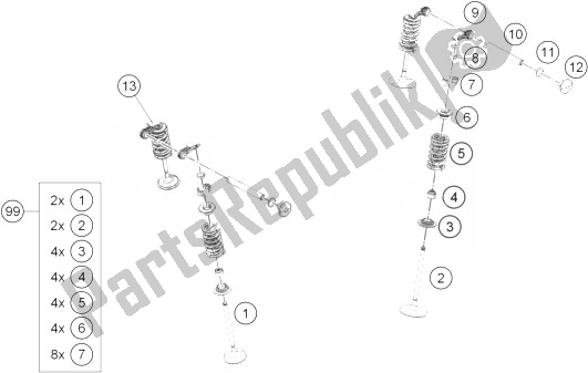 Tutte le parti per il Azionamento Della Valvola del KTM 390 Duke White ABS BAJ DIR 13 Australia 2013