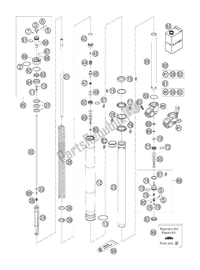 Tutte le parti per il Gambe Forcella Wp del KTM 125 SX Europe 2006