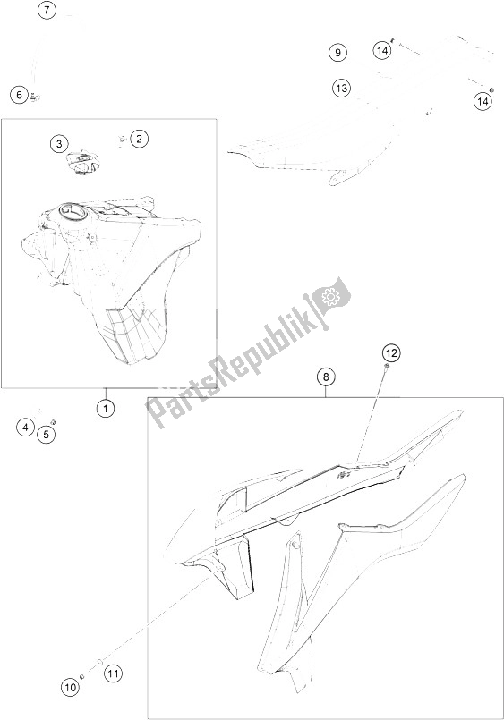 Toutes les pièces pour le Réservoir, Siège, Couverture du KTM 450 XC F USA 2016