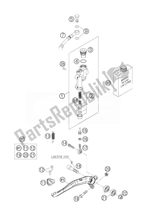 Todas las partes para Control De Freno Trasero de KTM 125 SX Europe 2007