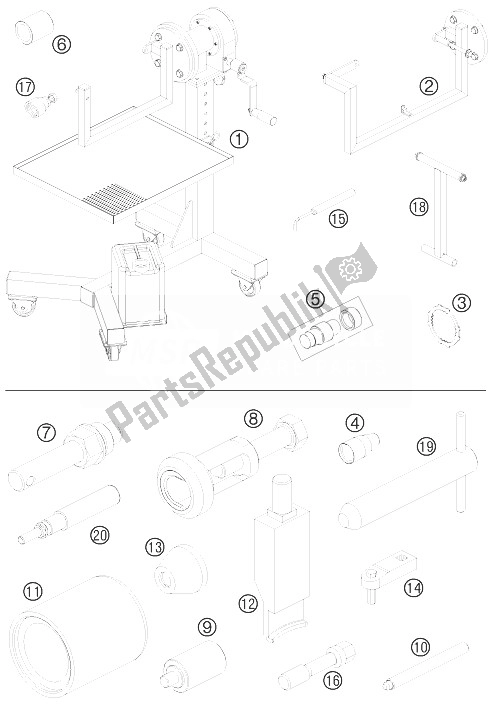 Toutes les pièces pour le Outils Spéciaux du KTM 1200 RC 8 R IDM Europe 2010