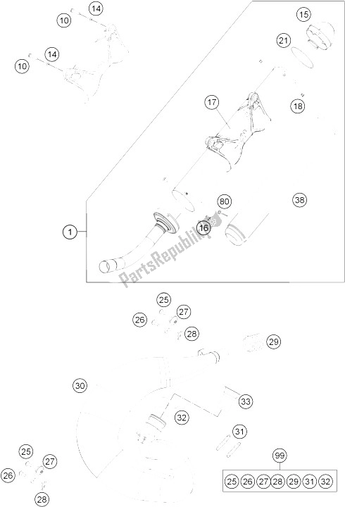 Alle onderdelen voor de Uitlaatsysteem van de KTM 300 EXC Factory Edit Europe 2011