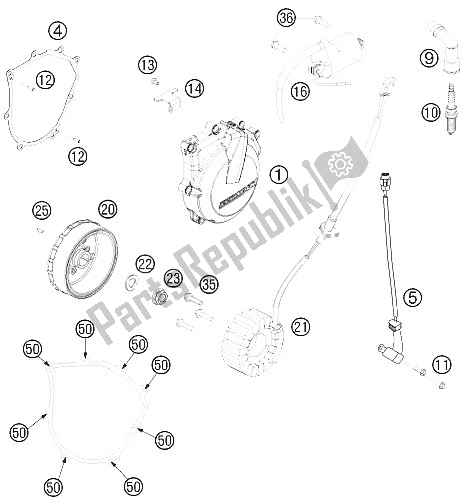 Tutte le parti per il Sistema Di Accensione del KTM 500 EXC SIX Days USA 2016