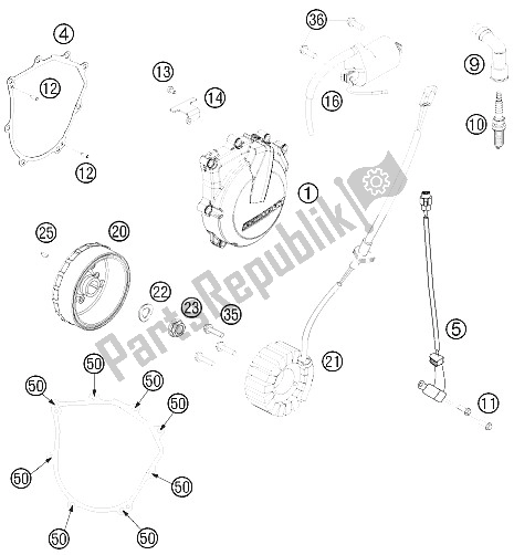 All parts for the Ignition System of the KTM 500 EXC USA 2012