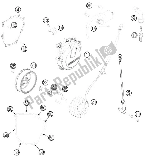 All parts for the Ignition System of the KTM 500 EXC USA 2015