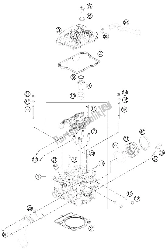 All parts for the Cylinder Head of the KTM Freeride 350 Europe 2012