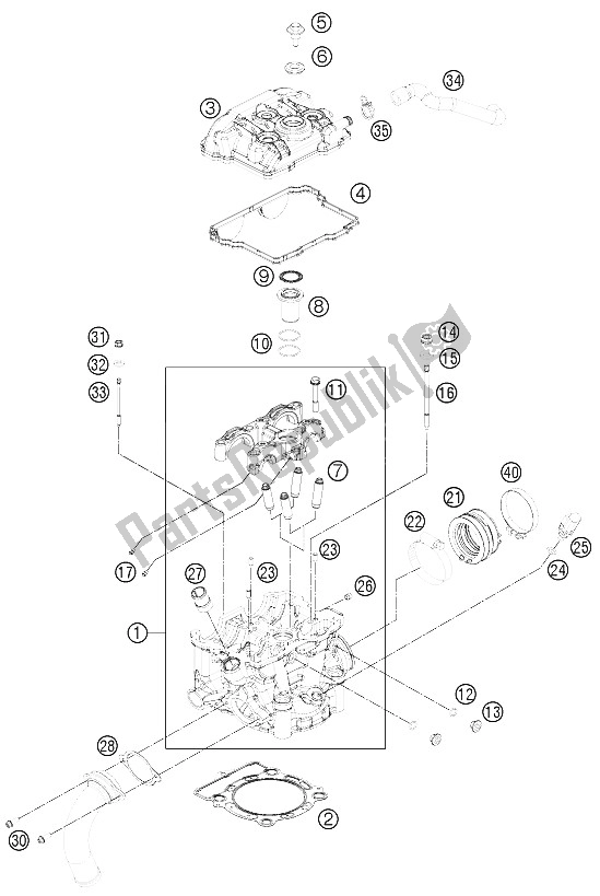 All parts for the Cylinder Head of the KTM Freeride 350 Europe 2015
