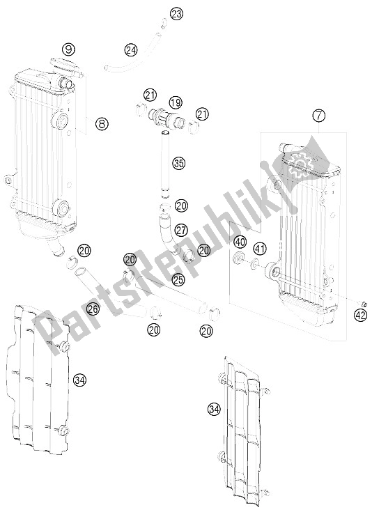 All parts for the Cooling System of the KTM 250 SX Europe 2009