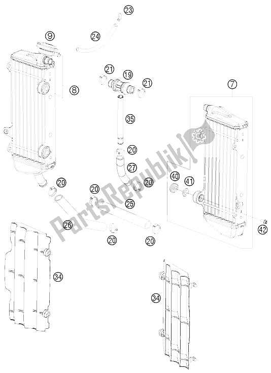 Tutte le parti per il Sistema Di Raffreddamento del KTM 250 XC USA 2009