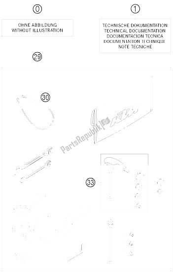 Alle onderdelen voor de Accessoireset van de KTM RC 8 Orange 08 PS 09 USA 1200 2008