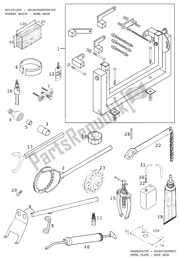All parts for the Special Tools of the KTM 640 Duke II Lime Europe 2000