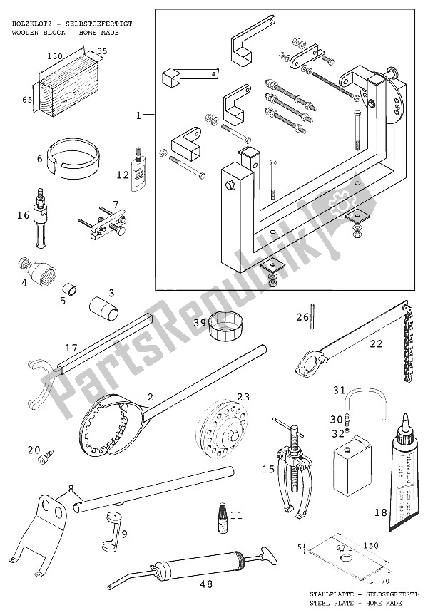 Tutte le parti per il Attrezzi Speciali del KTM 640 Duke II Lime United Kingdom 2001