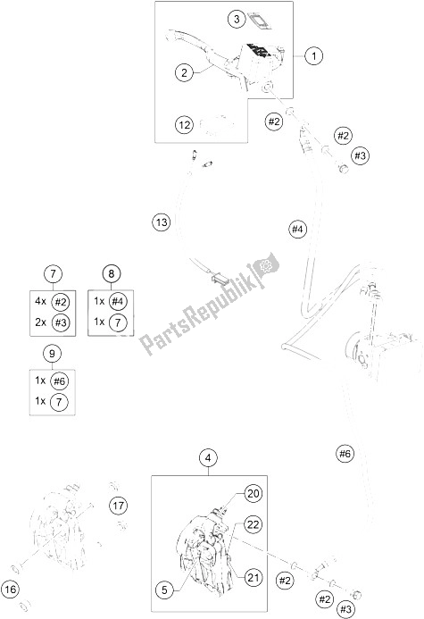 Toutes les pièces pour le étrier De Frein Avant du KTM RC 125 White ABS Europe 2016