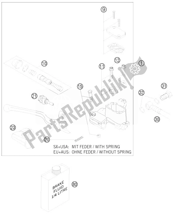 Todas las partes para Cilindro De Freno De Mano de KTM 450 SX F USA 2010