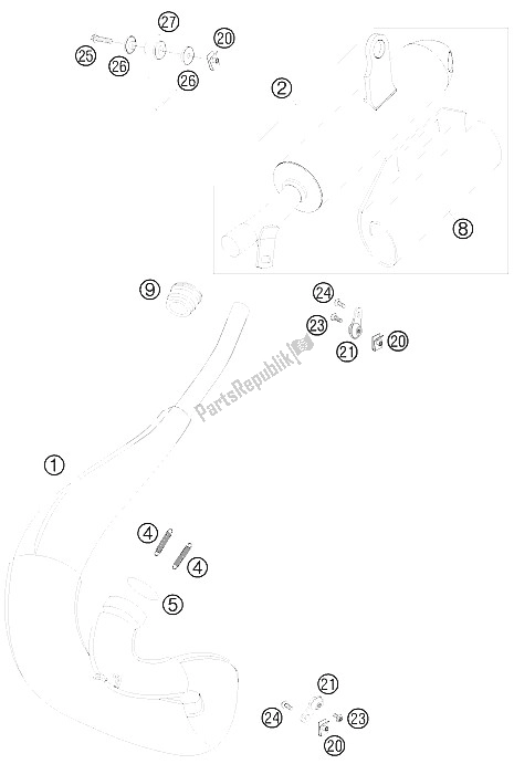 All parts for the Exhaust System of the KTM 50 SX Europe 6001H4 2008